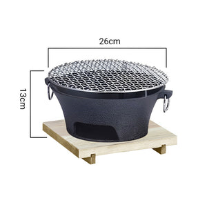 SOGA 2X Large Cast Iron Round Stove Charcoal Table Net Grill Japanese Style BBQ Picnic Camping with Wooden Board