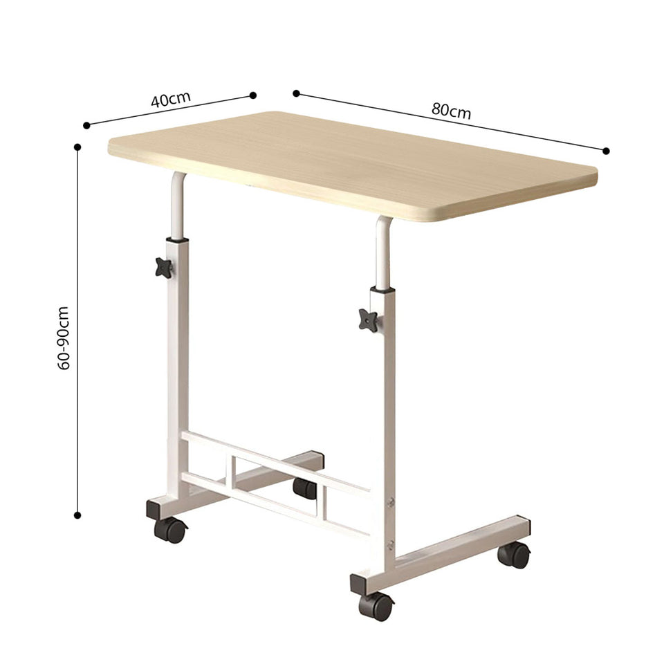 SOGA 2X 40x80cm White Maple Bedside Table Movable Bedroom Desk Student Computer Table