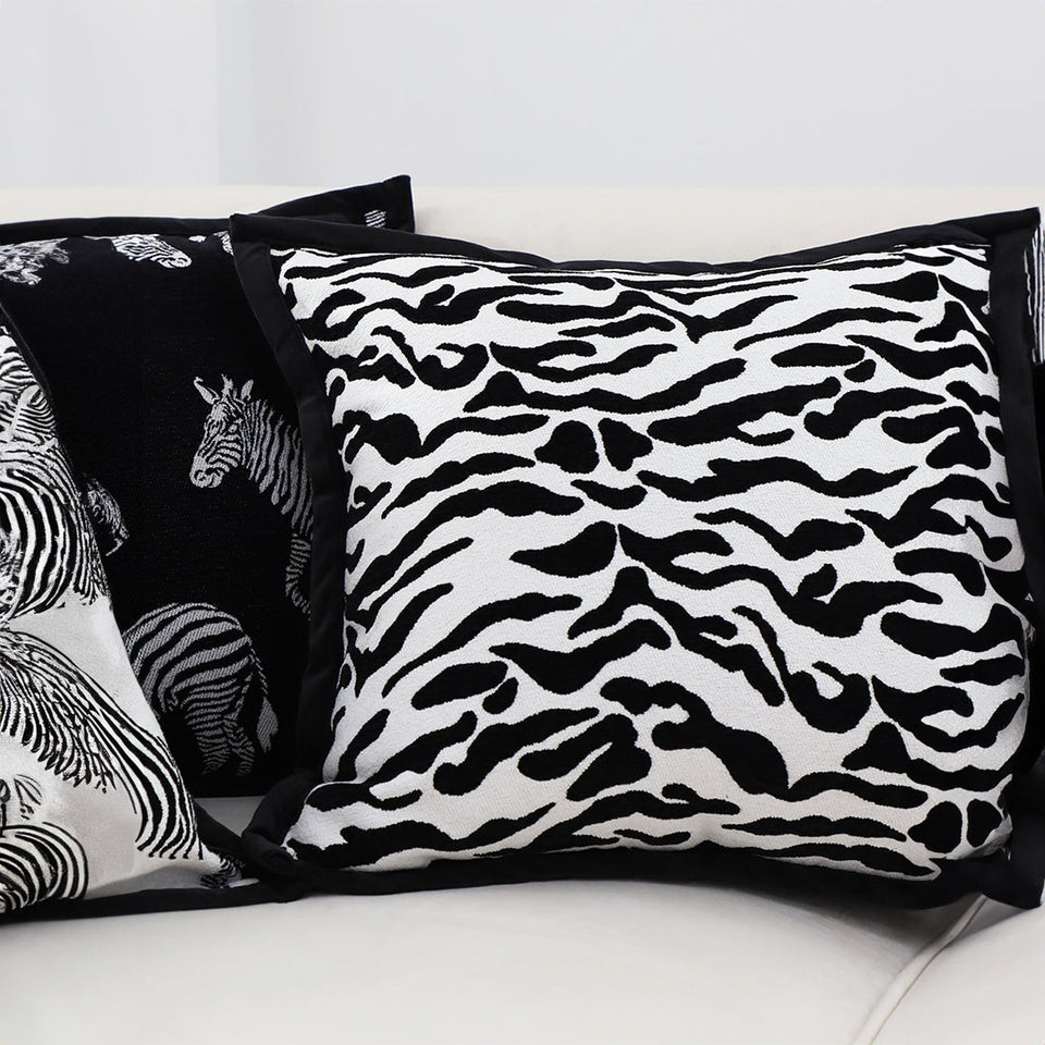 SOGA 45cm Black and White Luxury Cushion Light Mottled Texture Decorative Square Pillow Living Room