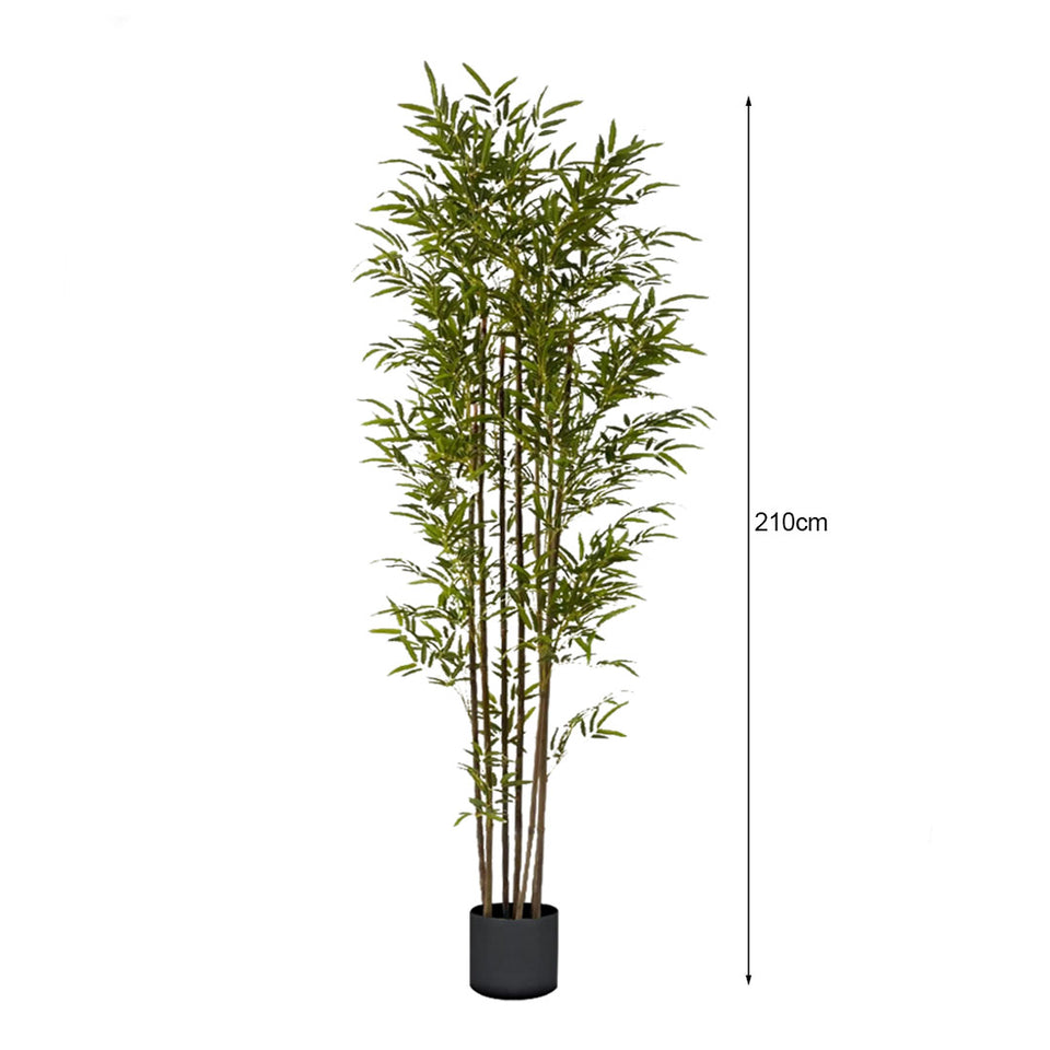 SOGA 2X 210cm Lucky Bamboo Tree Bambusa Vulgaris Artificial Plant w/ 7 Branches Home Accent Decor