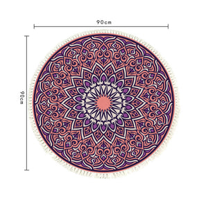 SOGA 2X 90cm Purple Mandala Round Carpet for Living Room Bedroom Anti-slip Doormat Home Decor