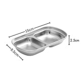 SOGA 15cm Silver Sauce Pan with Two Compartments Divided Sauce Dish Kitchen