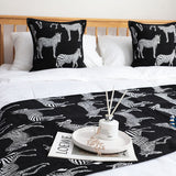 SOGA 1.5m Bed Light Luxury Black Zebra Vintage Bed Scarf Runner Bedding Tail Pad Flag For Home Hotel Set of 3