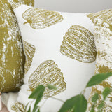 SOGA 50cm Throw Pillow White with Olive Green Autumn Harvest Pumpkin Print Home Decor