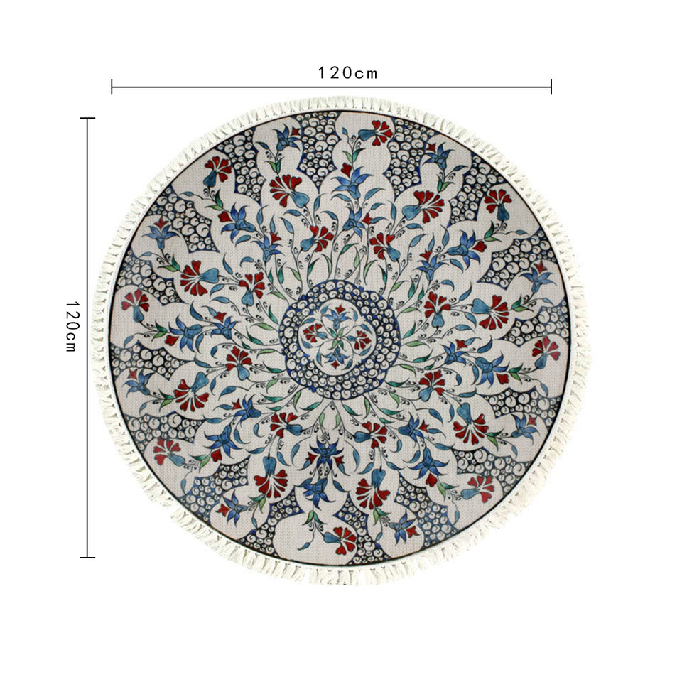 SOGA 120cm Mandala Round Area Thick Anti-slip Doormat, Home Decor