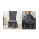 SOGA 2X Dark Grey Chair Cover Seat Protector with Ruffle Skirt Stretch Slipcover Wedding Party Home Decor