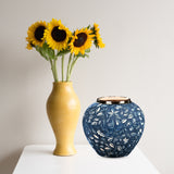 SOGA 21x22cm Blue Small Ceramic Flower Vase Elegant Living Room Home Decor