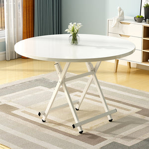 SOGA 2X White Dining Table Portable Round Surface Space Saving Folding Desk Home Decor