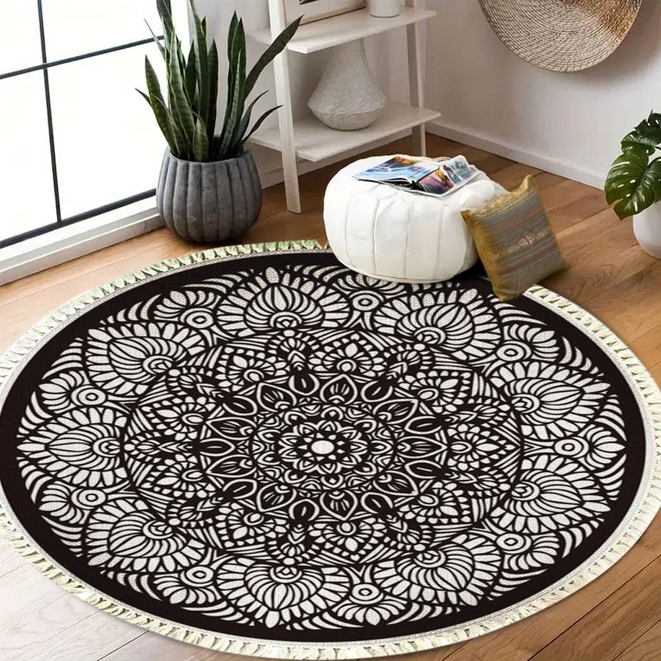 SOGA 2X 120cm Mandala Modern Ethnic Tassel Print Anti-slip Doormat, Home Decor