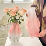 SOGA 32cm Pink Glass Vase Art Blown Hand Flower Tall Vintage Art Vases