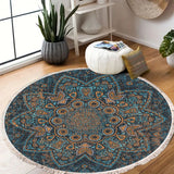 SOGA 2X 120cm Mandala Pattern Circle Area Rugs for Living Room Lounge, Anti-slip Doormat, Home Decor