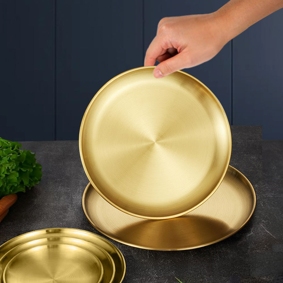 SOGA 30cm Premium Gold Grilling Plate Durable Heat Resistant Perfect for BBQs and Outdoor Cooking Kitchen Essential