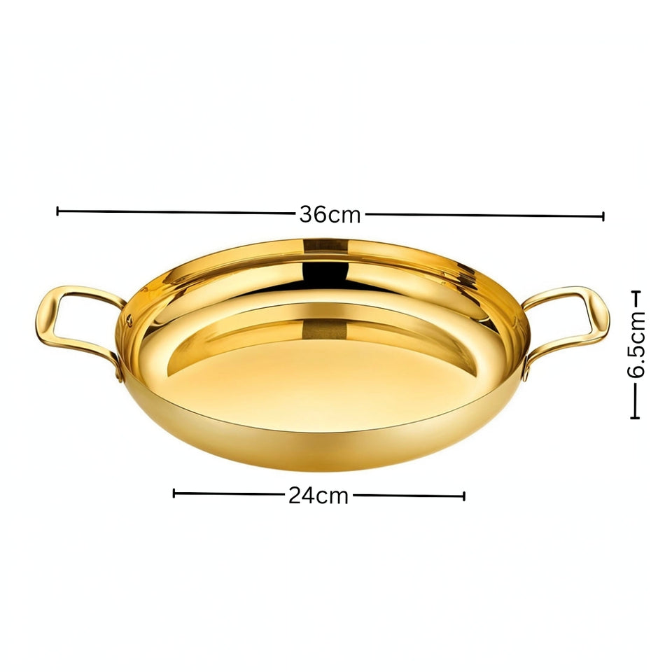 SOGA 24cm Flat Base Seafood Dry Pot in Elegant Gold Color with Durable for Kitchen Essential