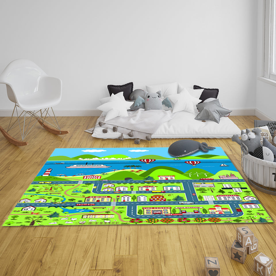 SOGA 2X 120cm Kids Rug Street Map Play Mat Educational Baby Theme Park Area Rugs