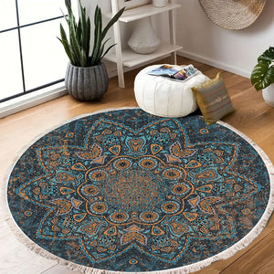 SOGA 120cm Mandala Pattern Circle Area Rugs for Living Room Lounge Anti-slip Doormat Home Decor