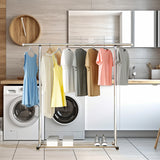 SOGA 240cm Stainless Steel Floor-Standing Clothes Rack - Durable and Space-Saving Laundry Organizer