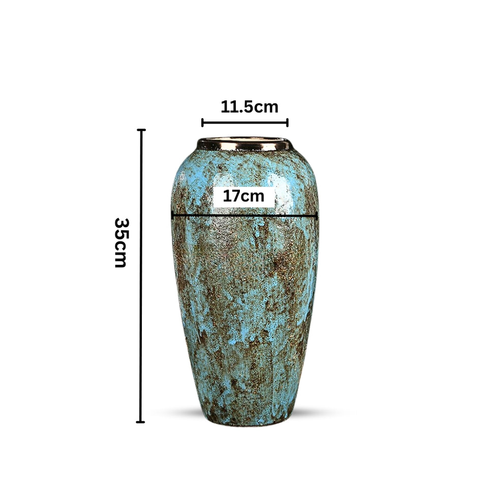 SOGA 35x17cm Light Blue Large Ceramic Flower Vase Elegant Living Room Home Decor