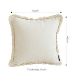 SOGA 45cm Throw Pillow White Chenille Textured with Tassels Stylish Square Cozy Home Decor