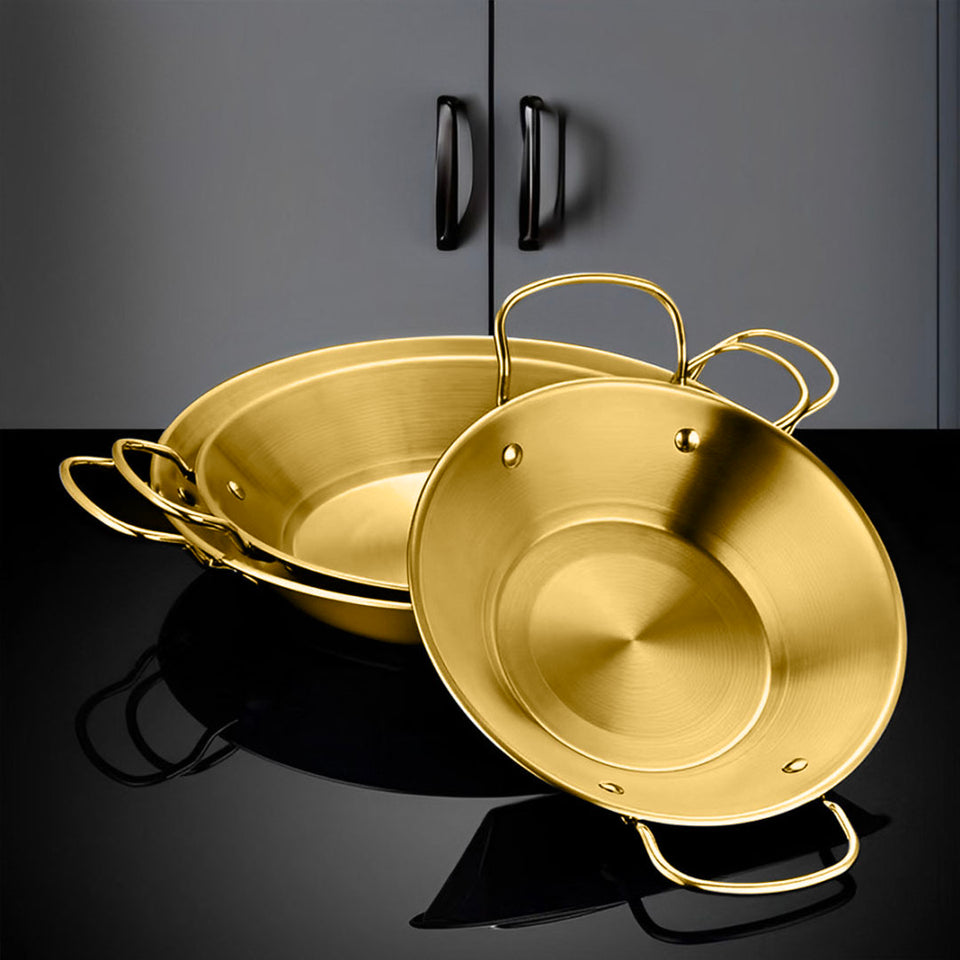 SOGA 21cm Signature Dry Pot And crafted with 201 Material in Gold for Kitchen Essential