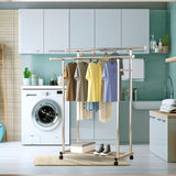 SOGA 120cm Stainless Steel Floor-Standing Clothes Rack - Durable and Space-Saving Laundry Organizer