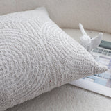 SOGA 35cm Throw Pillow Off White Lumbar Embroidered Decorative Cover Stitch for Home Decor