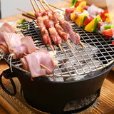 SOGA 2X Medium Cast Iron Round Stove Charcoal Table Net Grill Japanese Style BBQ Picnic Camping with Wooden Board