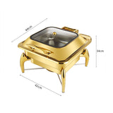 SOGA 2X Gold Plated Stainless Steel Square Chafing Dish Tray Buffet Cater Food Warmer Chafer with Top Lid