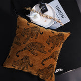 SOGA 45cm Throw Pillow Dark Brown Leopard Square Retro Decorative Cushion for Living Room