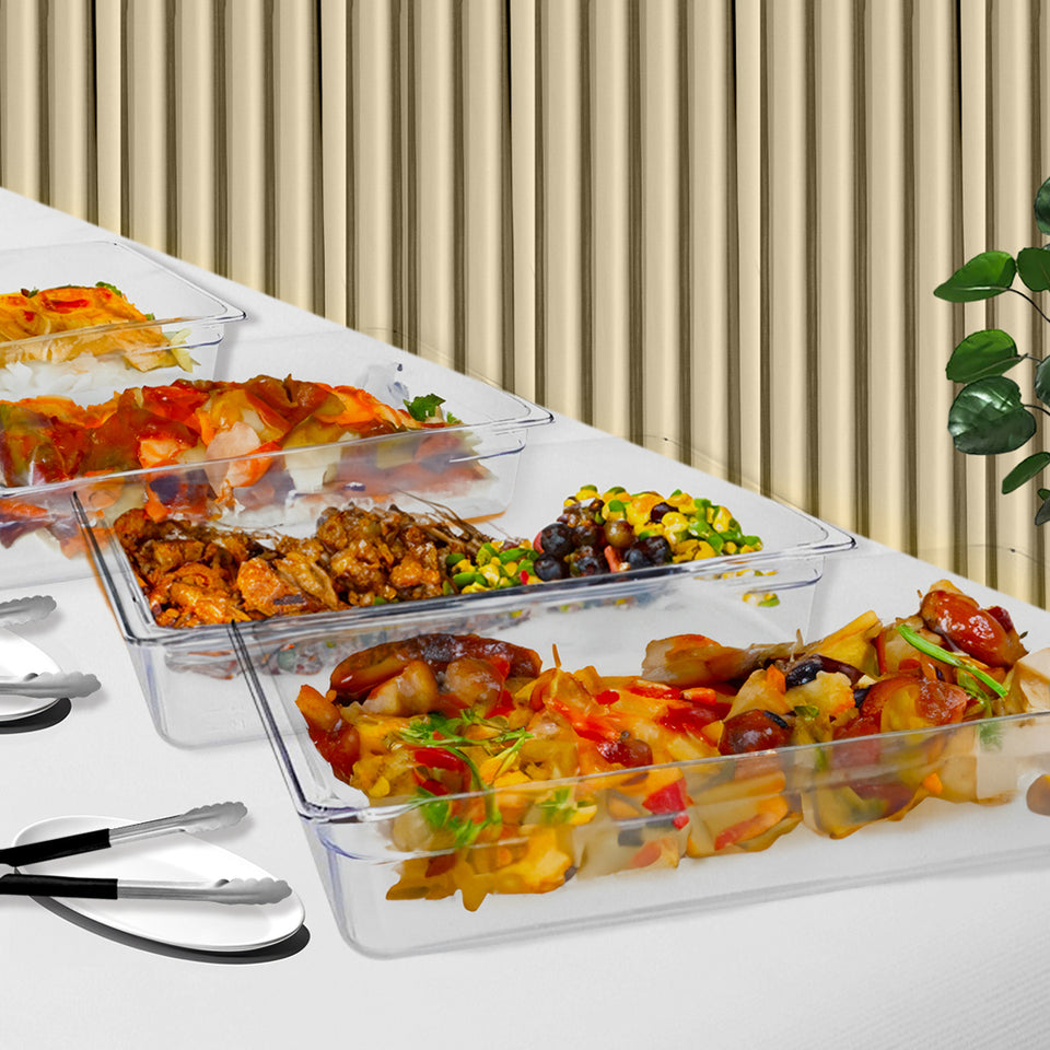 SOGA 200mm Clear Gastronorm GN Pan 1/3 Food Tray Storage Bundle of 4