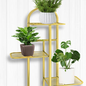 SOGA 4 Tier 5 Pots Gold Metal Plant Stand Flowerpot Display Shelf Rack Indoor Home Office Decor