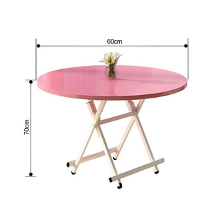 SOGA Pink Dining Table Portable Round Surface Space Saving Folding Desk Home Decor