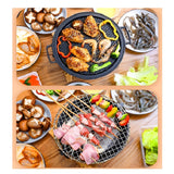 SOGA 2X Medium Cast Iron Round Stove Charcoal Table Net Grill Japanese Style BBQ Picnic Camping with Wooden Board