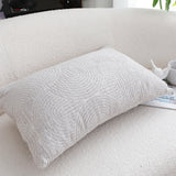 SOGA 35cm Throw Pillow Off White Lumbar Embroidered Decorative Cover Stitch for Home Decor