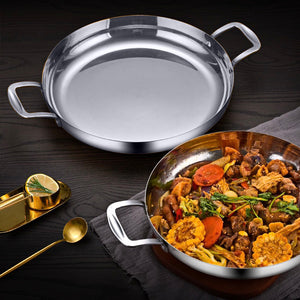 SOGA 24cm Flat Base Seafood Dry Pot in Elegant Silver Finish with Durable for Kitchen Essential