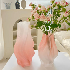 SOGA 32cm Pink Glass Vase Art Blown Hand Flower Tall Vintage Art Vases