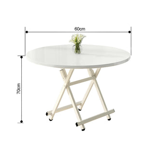 SOGA 2X White Dining Table Portable Round Surface Space Saving Folding Desk Home Decor