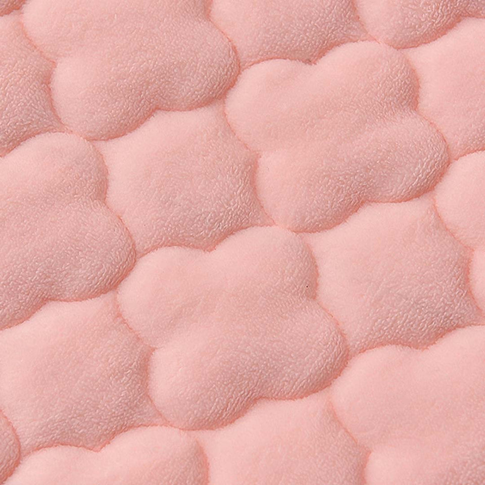 SOGA Pink 183cm Wide Mattress Cover Thick Quilted Fleece Stretchable Clover Design Bed Spread Sheet Protector with Pillow Covers