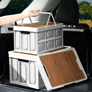 SOGA 52.5x35.5cm 55L White Car & Camping Foldable Storage Box Crate Stackable Container No Handle