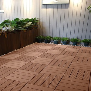 SOGA 11 pcs Red Brown DIY Wooden Composite Decking Tiles Garden Outdoor Backyard Flooring Home Decor