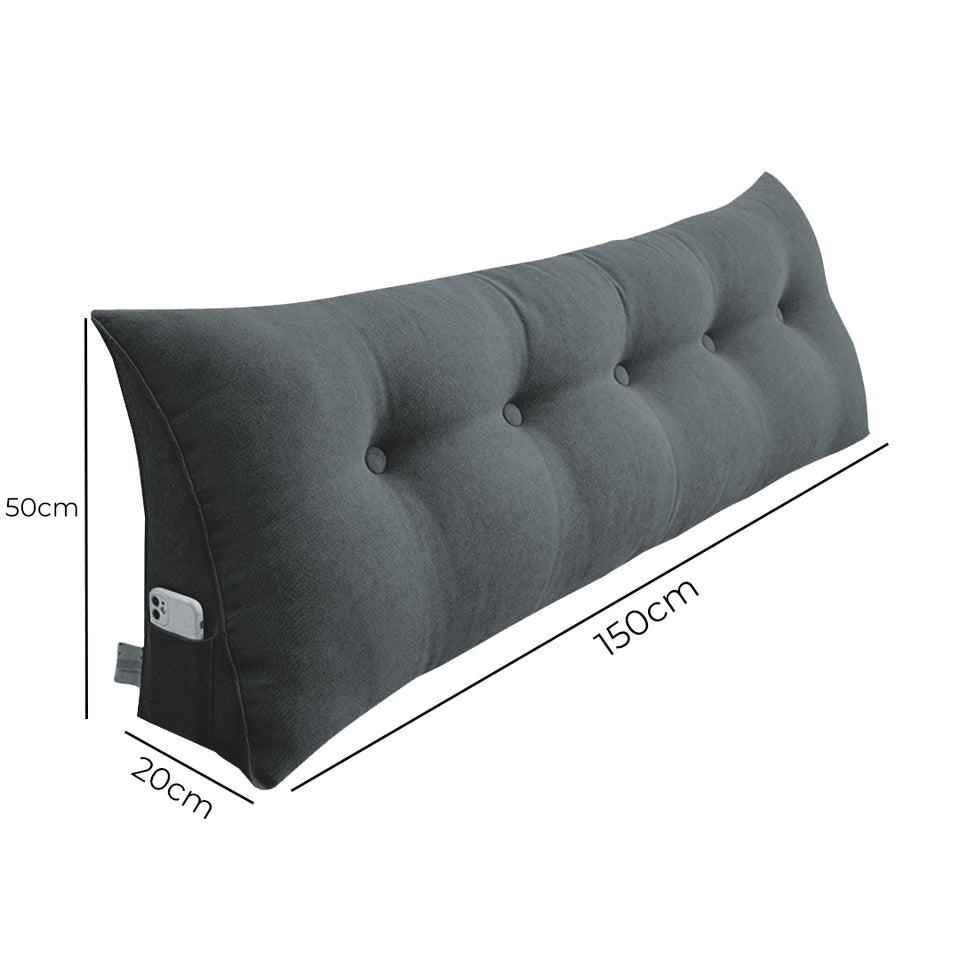 SOGA 2X 150cm Dark Grey Triangular Wedge Bed Pillow Headboard Backrest Bedside Tatami Cushion Home Decor