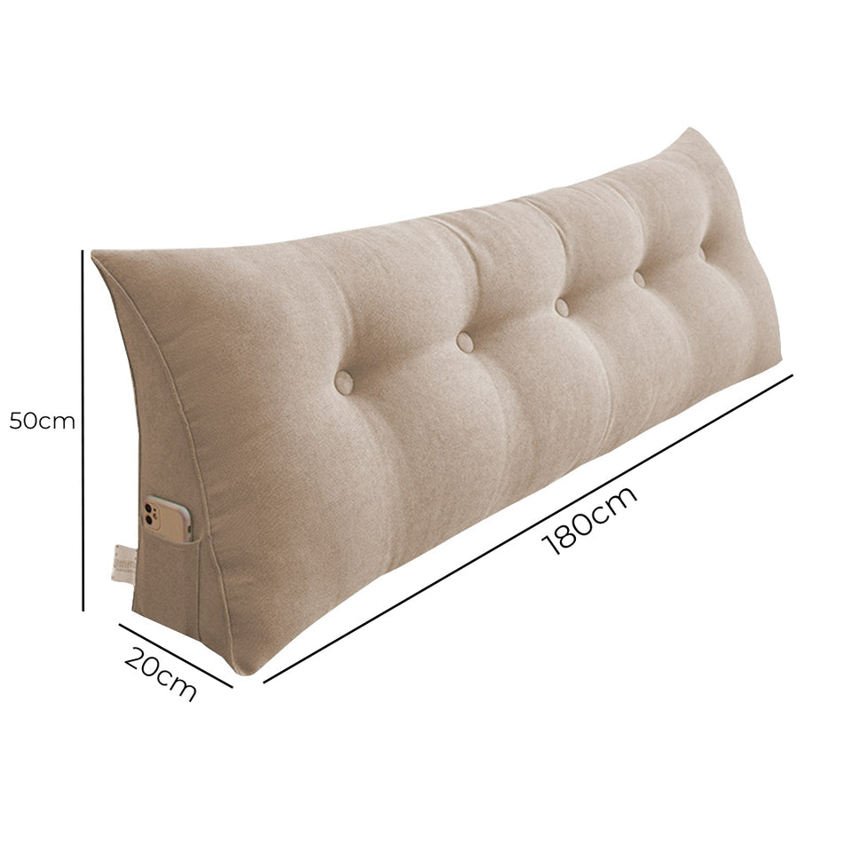 SOGA 180cm Beige Triangular Wedge Bed Pillow Headboard Backrest Bedside Tatami Cushion Home Decor