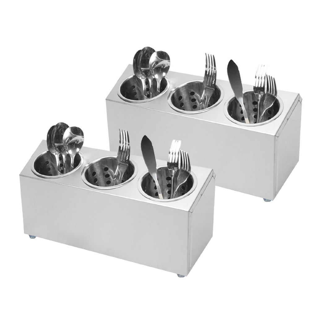 SOGA 2X 18/10 Stainless Steel Commercial Conical Utensils Cutlery Holder with 3 Holes