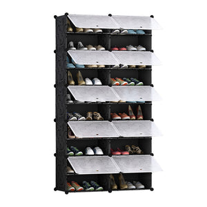 SOGA 10 Tier 2 Column Shoe Rack Organizer Sneaker Footwear Storage Stackable Stand Cabinet Portable Wardrobe with Cover