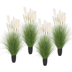 SOGA 4X 137cm Potted Tall Silk Fake Pampas Grass, Artificial Plants Reed Greenery Flowers, Home Decor