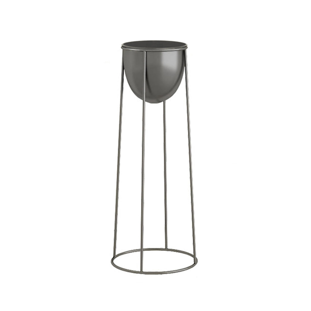 SOGA 50cm Round Wire Metal Flower Pot Stand with Black Flowerpot Holder Rack Display