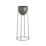 SOGA 50cm Round Wire Metal Flower Pot Stand with Black Flowerpot Holder Rack Display