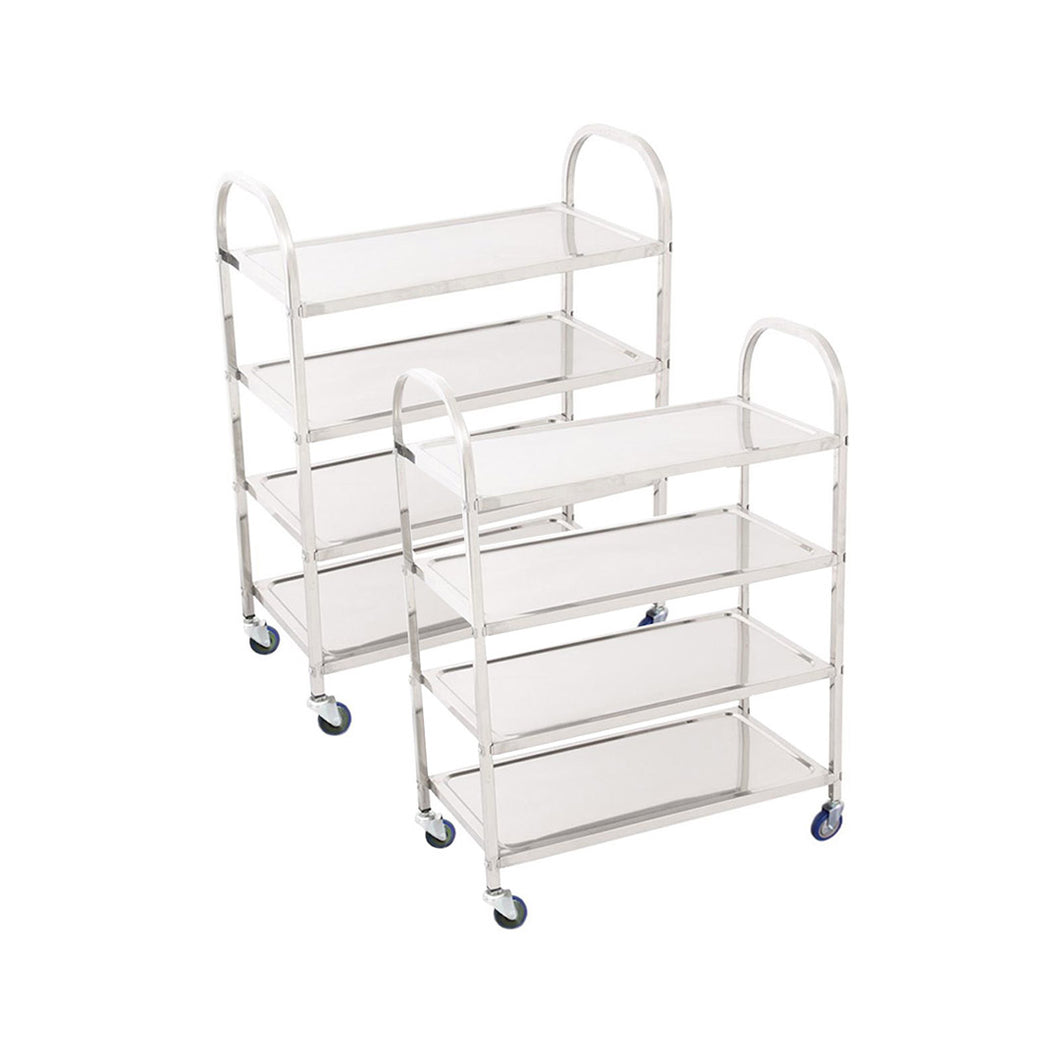 SOGA 2X 4 Tier Stainless Steel Kitchen Dinning Food Cart Trolley Utility Size Square Small