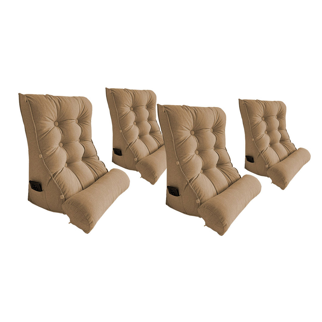 SOGA 4X 45cm Khaki Triangular Wedge Lumbar Pillow Headboard Backrest Sofa Bed Cushion Home Decor