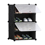 SOGA 4 Tier Shoe Rack Organizer Sneaker Footwear Storage Stackable Stand Cabinet Portable Wardrobe with Cover