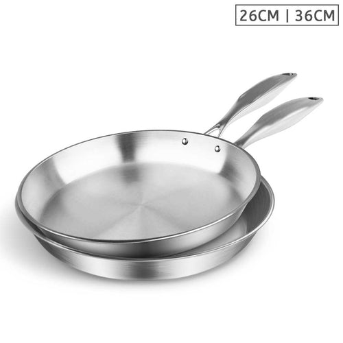 SOGA Stainless Steel Fry Pan 26cm 36cm Frying Pan Top Grade Induction Cooking